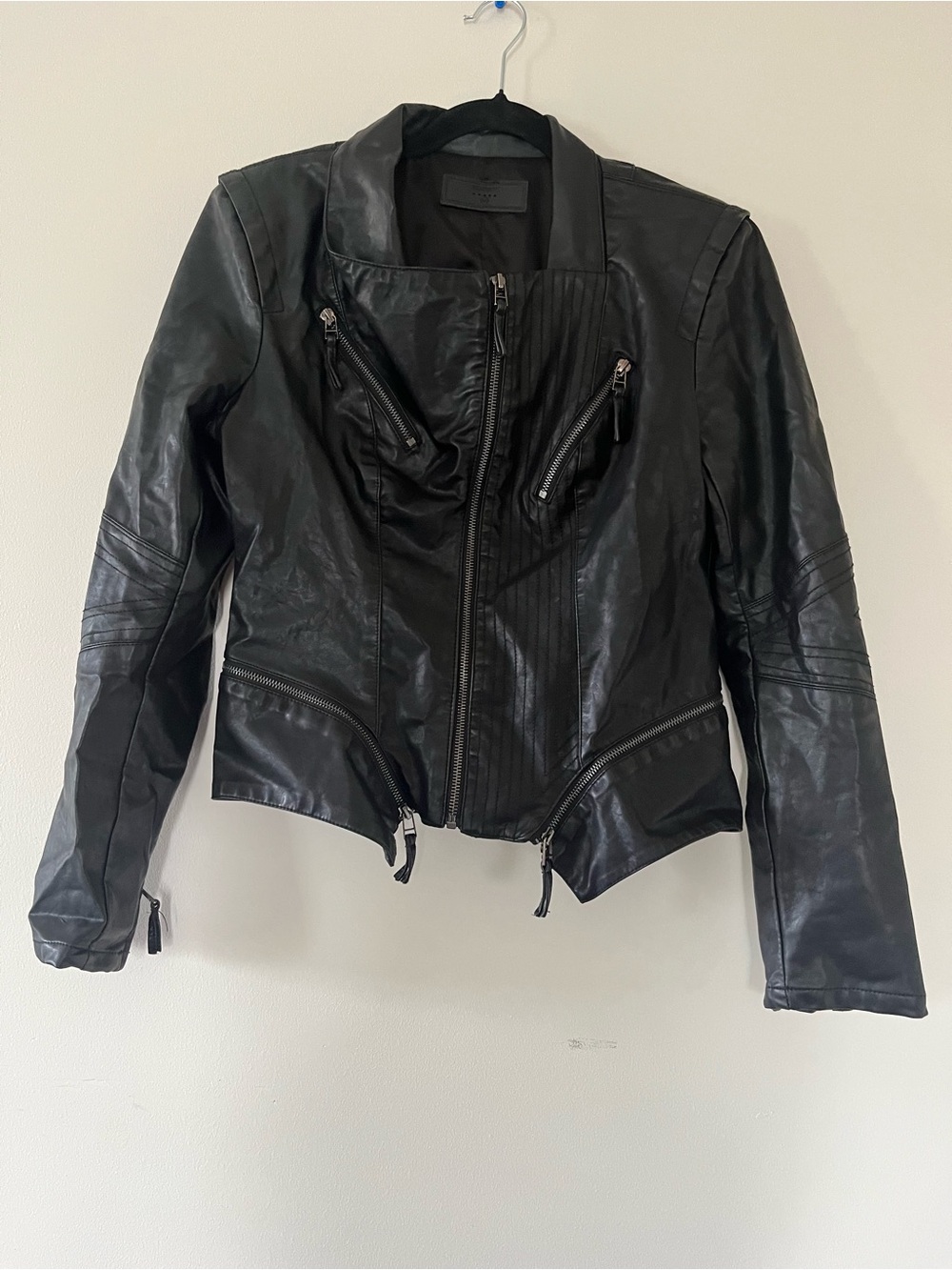 Blank NYX Black Faux Leather Moto Jacket Medium Chic Model Off Duty Minimalist